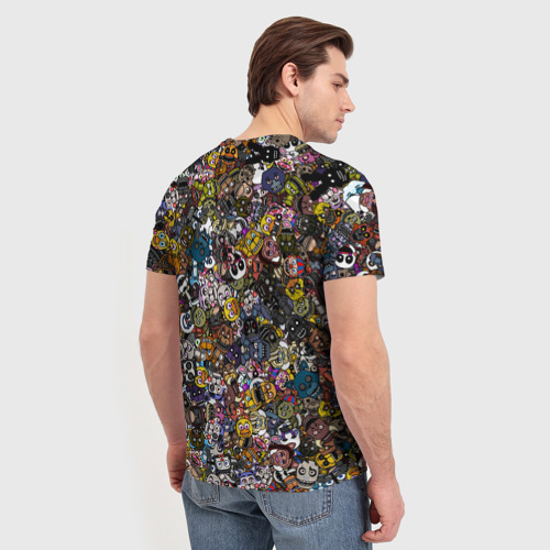 Мужская футболка 3D с принтом FNaF стикербомбинг, вид сзади #2