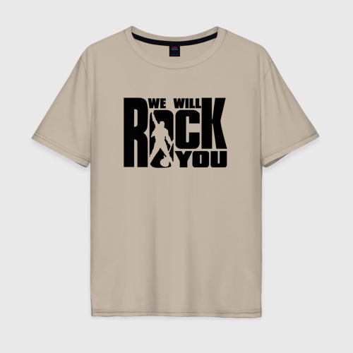 Мужская футболка хлопок Oversize с принтом QUEEN | WE WILL ROCK YOU (Z), вид спереди #2