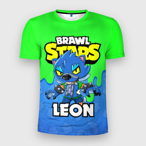 Мужская футболка 3D Slim с принтом BRAWL STARS LEON, вид спереди #2