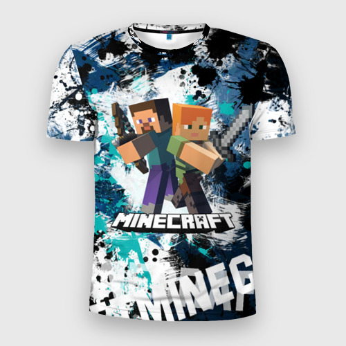 Мужская футболка 3D Slim с принтом Minecraft / Майнкрафт, вид спереди #2
