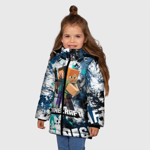 Зимняя куртка для девочек 3D с принтом Minecraft Майнкрафт, фото на моделе #1