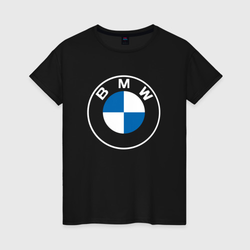 Женская футболка хлопок с принтом BMW LOGO 2020, вид спереди #2