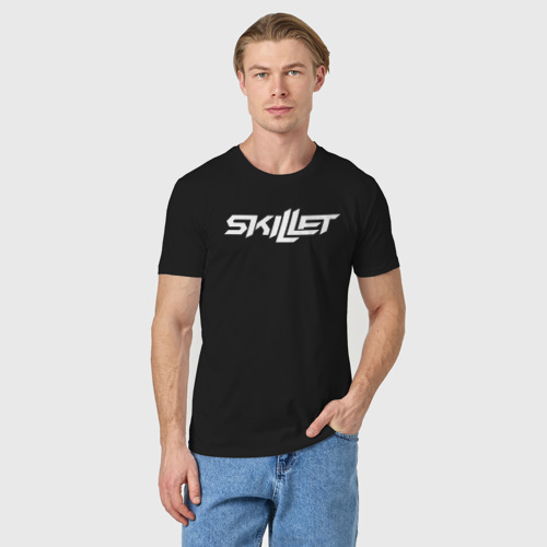 Мужская футболка хлопок с принтом Skillet Logo Скиллет лого, фото на моделе #1