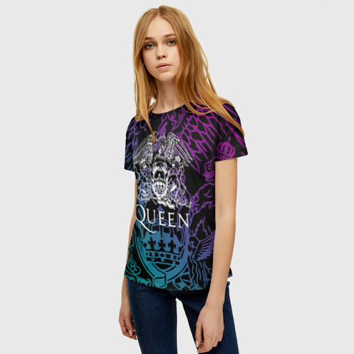 Женская футболка 3D с принтом QUEEN, фото на моделе #1