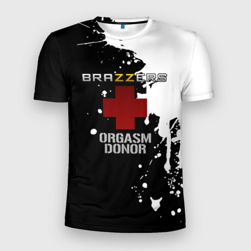 Мужская футболка 3D Slim с принтом Brazzers orgasm donor, вид спереди #2