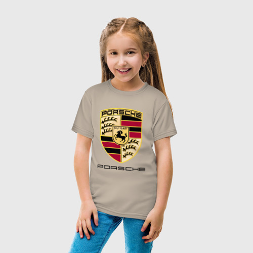 Детская футболка хлопок с принтом Porsche Порше, вид сбоку #3