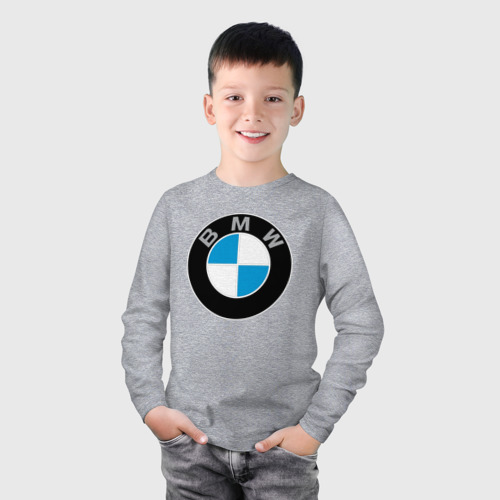 Детский лонгслив хлопок с принтом BMW, фото на моделе #1
