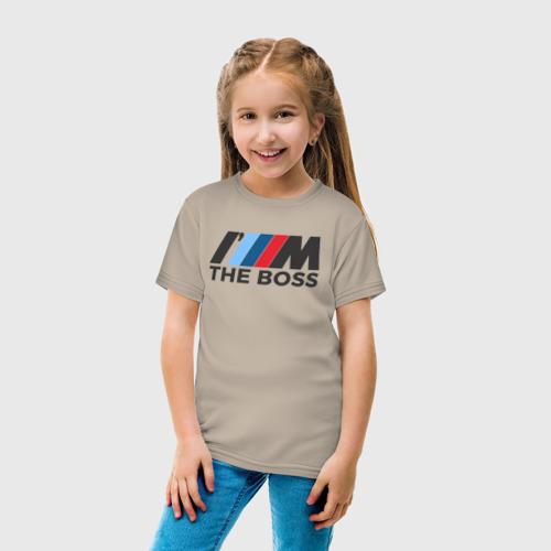 Детская футболка хлопок с принтом BMW THE BOSS, вид сбоку #3