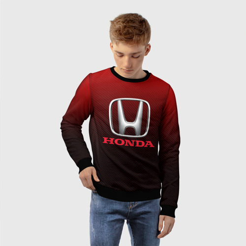 Детский свитшот 3D с принтом Honda big logo, фото на моделе #1