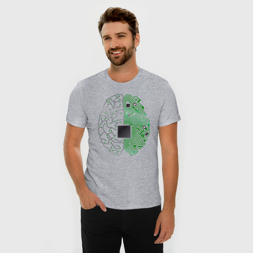 Мужская футболка хлопок Slim с принтом Программист, фото на моделе #1