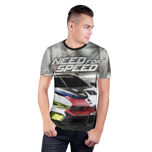 Мужская футболка 3D спортивная с принтом Need for Speed, фото на моделе #1