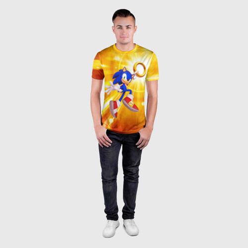Мужская футболка 3D Slim с принтом Sonic, вид сбоку #3