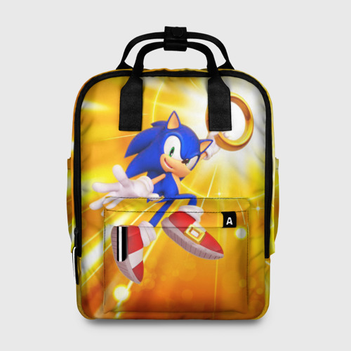 Женский рюкзак 3D с принтом Sonic, вид спереди #2