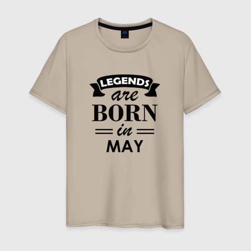 Мужская футболка хлопок с принтом Legends are born in May, вид спереди #2