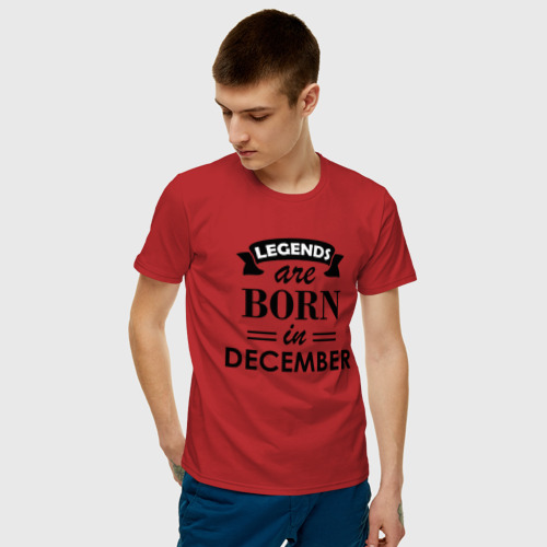 Мужская футболка с принтом Legends are born in december, фото на моделе #1