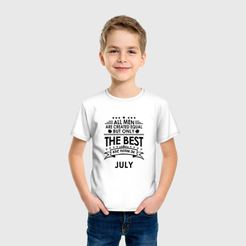 Детская футболка хлопок с принтом Лучшие рождаются в июле, фото на моделе #1