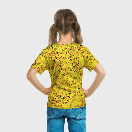 Детская футболка 3D с принтом Пикачу, вид сзади #2