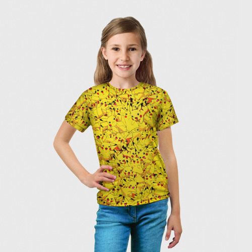 Детская футболка 3D с принтом Пикачу, вид сбоку #3