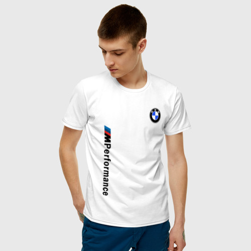 Мужская футболка с принтом BMW M PERFORMANCE 2020 | БМВ М ПЕРФОРМАНС, фото на моделе #1