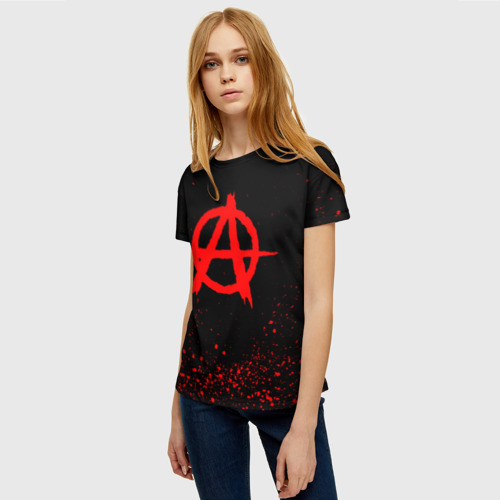 Женская футболка 3D с принтом АНАРХИЯ, фото на моделе #1