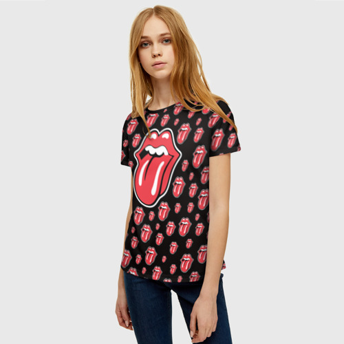 Женская футболка 3D с принтом Rolling stones, фото на моделе #1