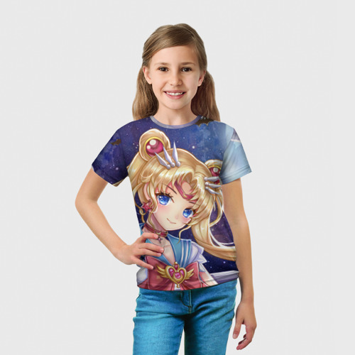 Детская футболка 3D с принтом Sailor moon, вид сбоку #3