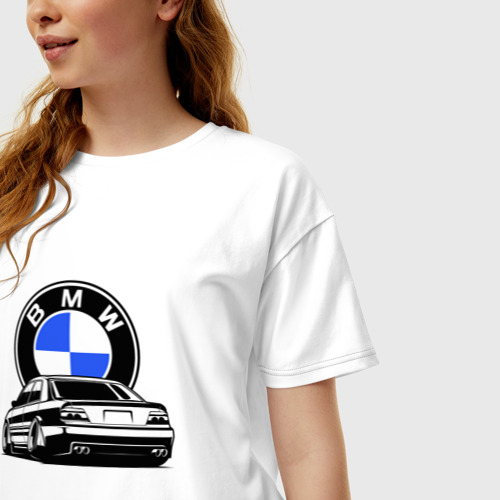 Женская футболка хлопок Oversize с принтом BMW JDM БМВ, фото на моделе #1