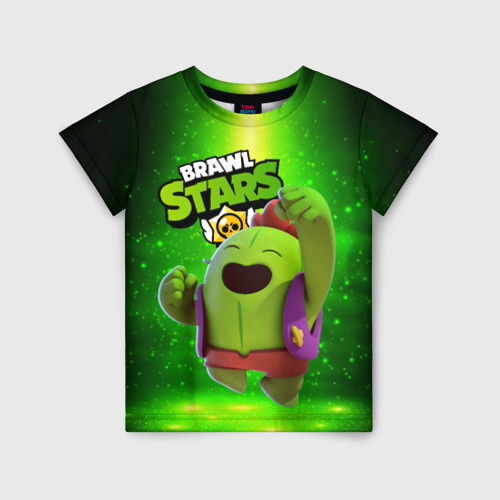Детская 3D футболка с принтом Brawn stars Spike Спайк, вид спереди #2