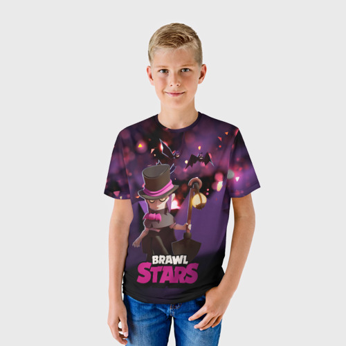 Детская футболка 3D с принтом Brawl Stars Mortis Мортис, фото на моделе #1