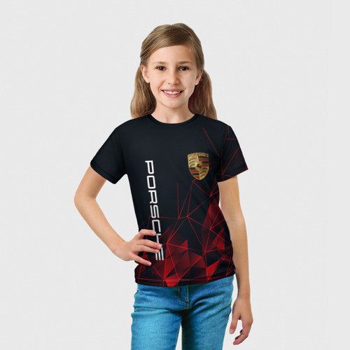 Детская футболка 3D с принтом PORSCHE / ПОРШ, вид сбоку #3