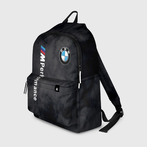Рюкзак 3D с принтом BMW M PERFORMANCE / БМВ М, вид спереди #2
