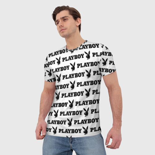Мужская футболка 3D с принтом PLAYBOY | ПЛЕЙБОЙ (Z), фото на моделе #1