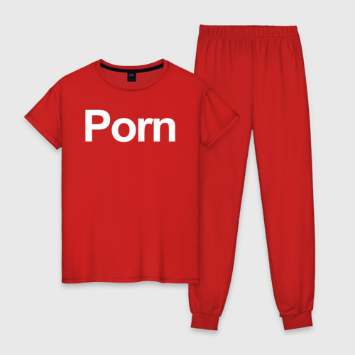 Женская пижама хлопок с принтом Porn, вид спереди #2