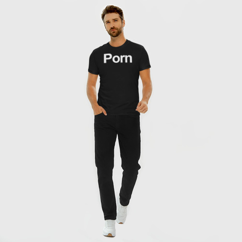 Мужская футболка премиум с принтом Porn, вид сбоку #3
