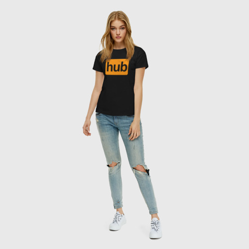 Женская футболка хлопок с принтом Hub, вид сбоку #3
