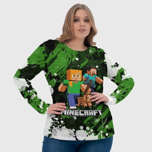 Женский лонгслив 3D с принтом Minecraft / Майнкрафт, фото #4