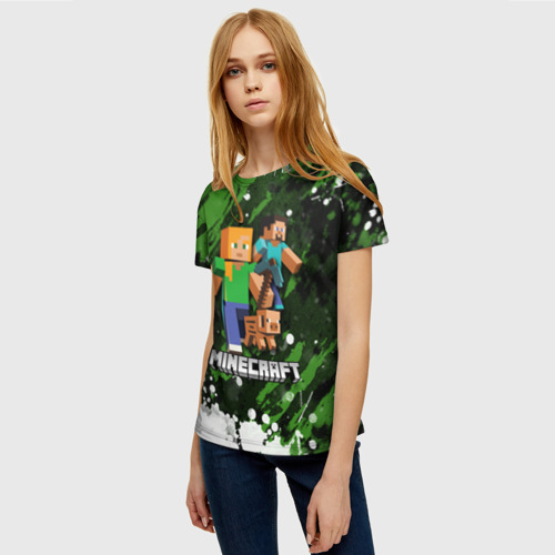Женская футболка 3D с принтом Minecraft / Майнкрафт, фото на моделе #1