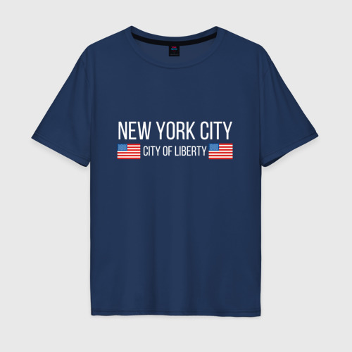 Мужская футболка хлопок Oversize с принтом NEW YORK, вид спереди #2