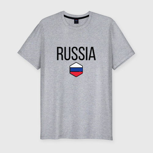 Мужская футболка хлопок Slim с принтом Россия, вид спереди #2
