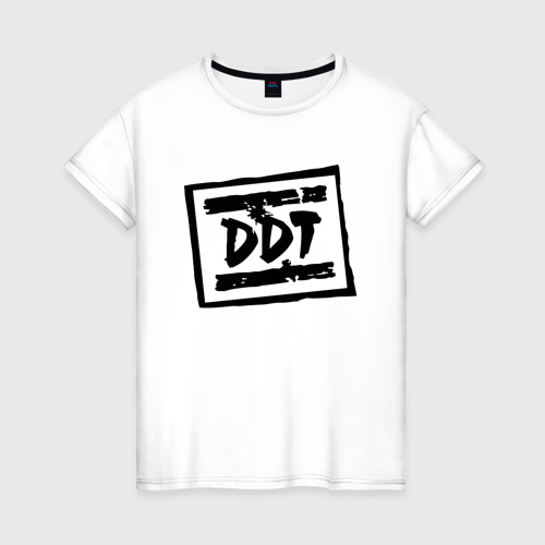 Женская футболка хлопок с принтом ДДТ Лого DDT Logo, вид спереди #2