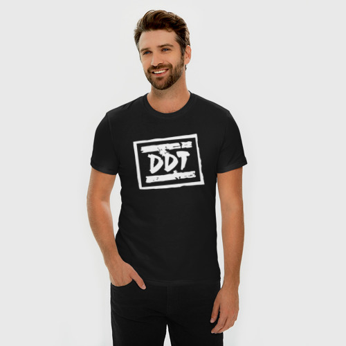 Мужская футболка хлопок Slim с принтом ДДТ Лого DDT Logo, фото на моделе #1