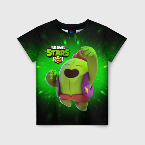 Детская футболка 3D с принтом Brawn Stars Spike, вид спереди #2