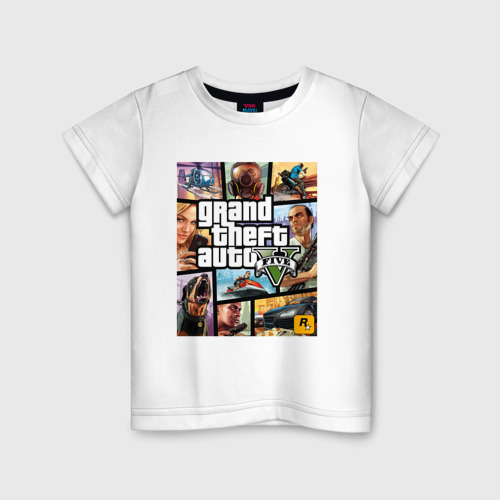 Детская футболка хлопок с принтом GTA5, вид спереди #2
