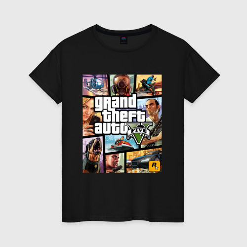 Женская футболка хлопок с принтом GTA5, вид спереди #2