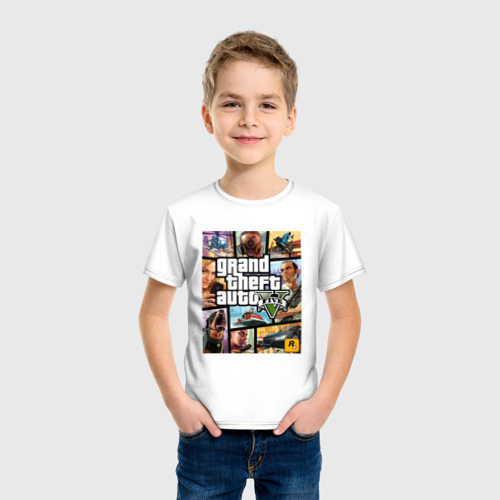 Детская футболка хлопок с принтом GTA5, фото на моделе #1