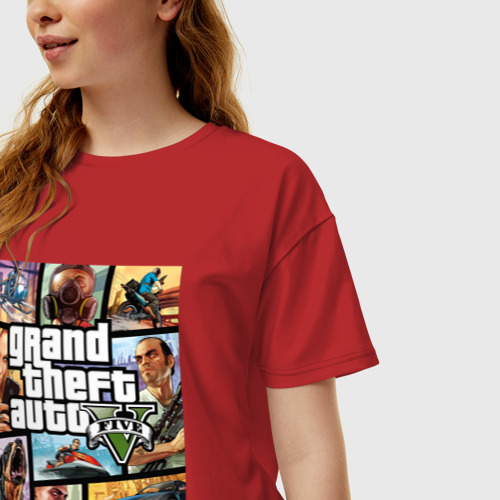 Женская футболка хлопок Oversize с принтом GTA5, фото на моделе #1