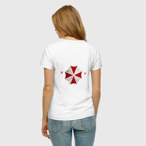 Женская футболка хлопок с принтом Umbrella, вид сзади #2