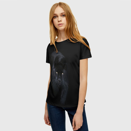 Женская футболка 3D с принтом Пантера, фото на моделе #1