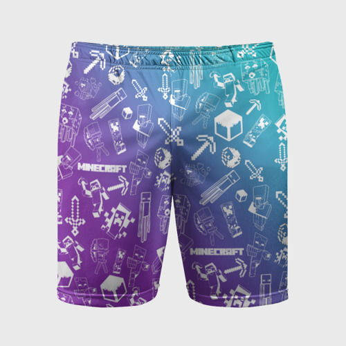 Мужские шорты спортивные с принтом Minecraft pattern, вид спереди #2