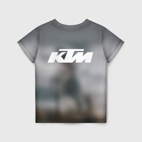 Детская футболка 3D с принтом Мотокросс КТМ motocross KTM +спина, вид сзади #1